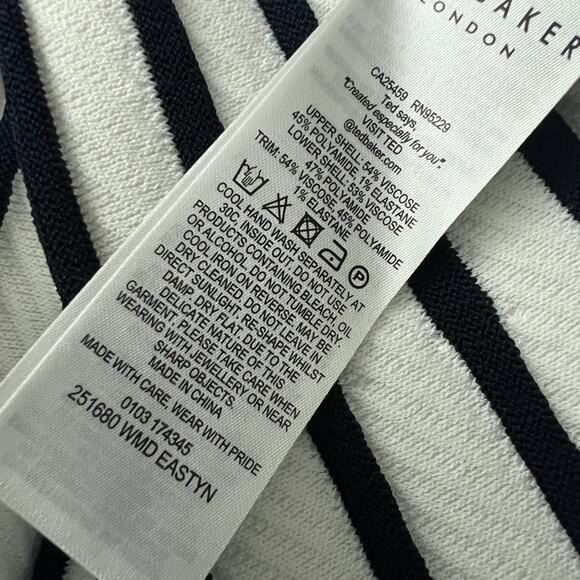 Ted Baker Eastyn Black White Striped Knit Dress 5 Size 12 US  Sleeveless - Picture 11 of 11